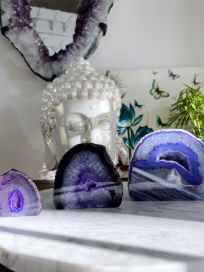 Purple Agate Cutbase Geode - Crystal Empire Australia