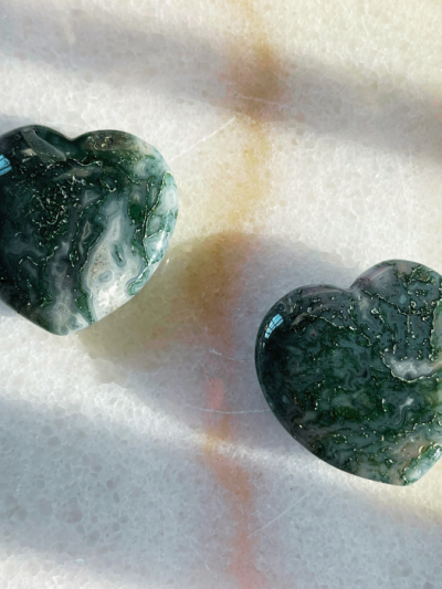 Moss Agate Heart - Crystal Empire Australia