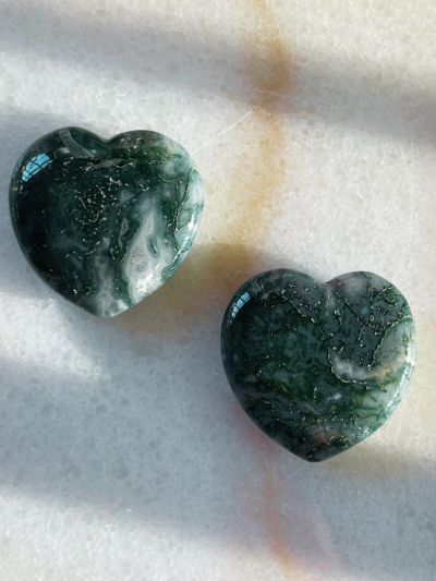 Moss Agate Heart - Crystal Empire Australia