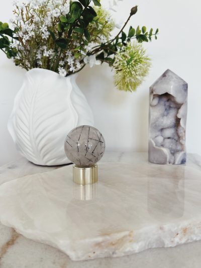 Tourmalinated Quartz Sphere - Crystal Empire Australia