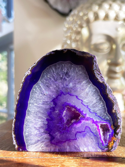Purple Agate Cutbase Geode - Crystal Empire Australia