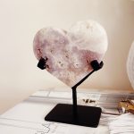 Pink Amethyst Heart on Metal Stand (AA Grade) - Crystal Empire Australia