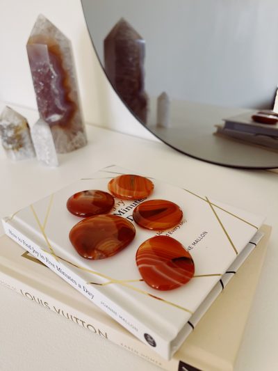 Carnelian Flat Stone with White Banding - Crystal Empire Australia