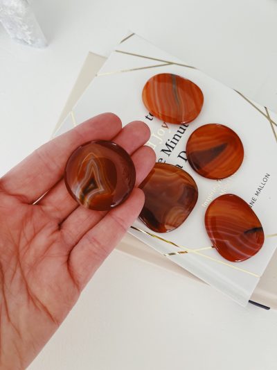 Carnelian Flat Stone with White Banding - Crystal Empire Australia