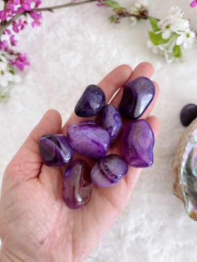 Purple Agate (Dyed) Tumbled Stone - Crystal Empire Australia