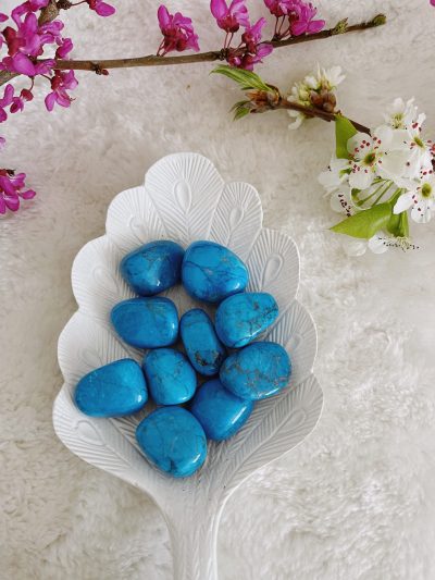 Blue Howlite Tumbled Stone - Crystal Empire Australia
