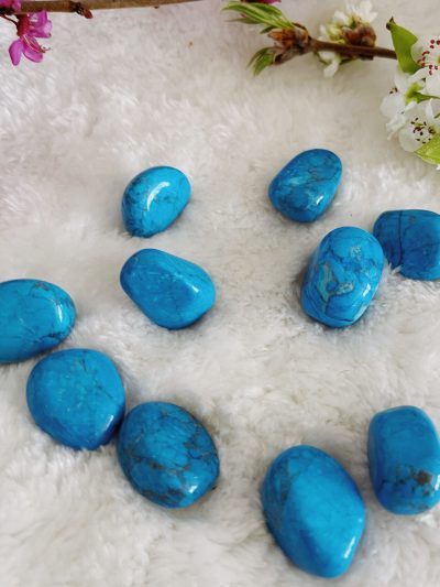 Blue Howlite Tumbled Stone - Crystal Empire Australia