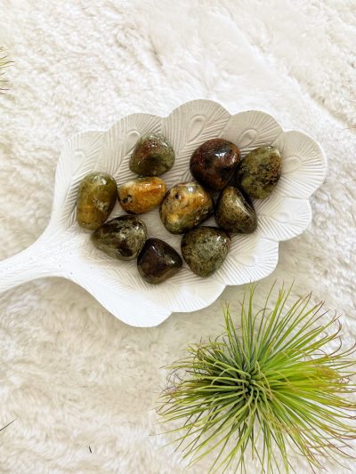 Green Garnet Tumbled Stone - Crystal Empire Australia