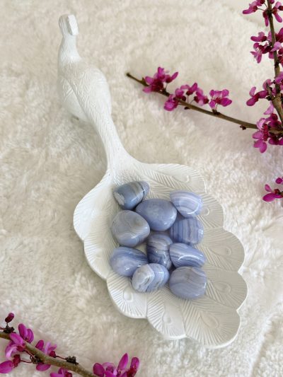 Blue Lace Agate Tumbled Stone - Crystal Empire Australia