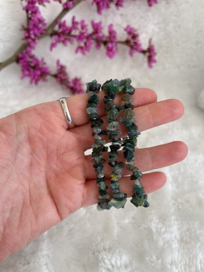 Moss Agate Pebble Bracelet - Crystal Empire Australia