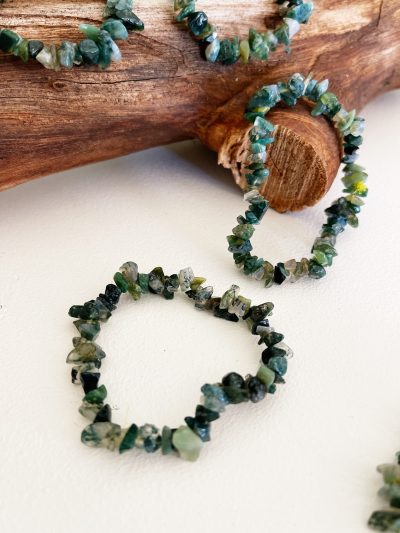 Moss Agate Pebble Bracelet - Crystal Empire Australia