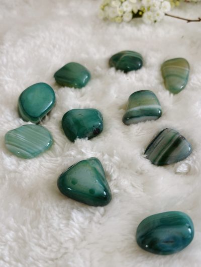 Green Agate (Dyed) Tumbled Stone - Crystal Empire Australia