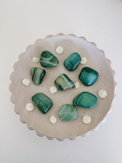 Green Agate (Dyed) Tumbled Stone - Crystal Empire Australia