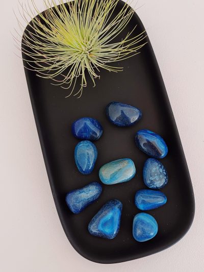 Blue Agate (Dyed) Tumbled Stone - Crystal Empire Australia