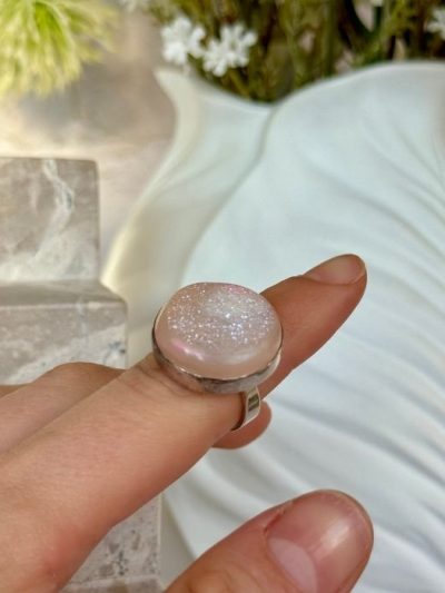 Druzy Agate Ring Sterling Silver