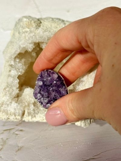 Amethyst Druzy Ring Sterling Silver