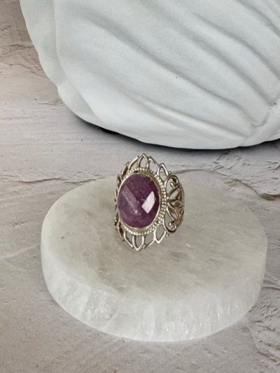 Pink Sapphire Ring Sterling Silver
