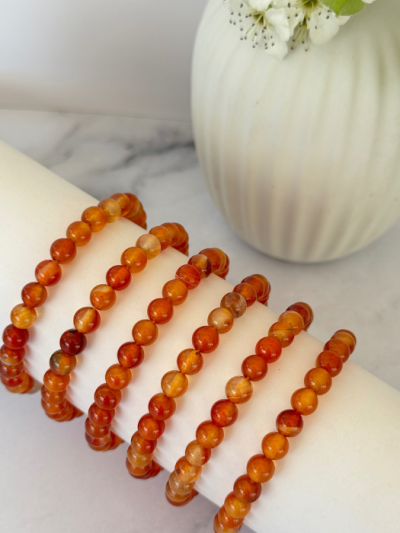 Carnelian Bead Bracelet 6mm