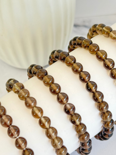 Smoky Quartz Bead Bracelet 6mm
