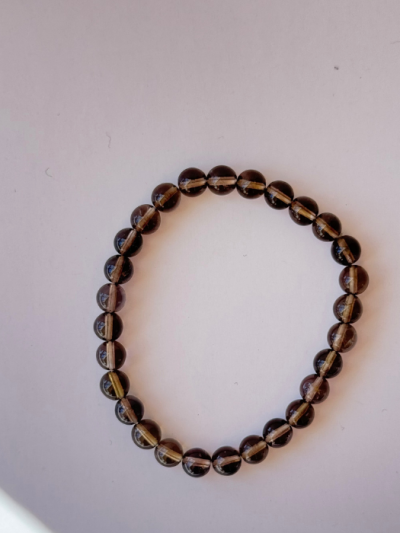 Smoky Quartz Bead Bracelet 6mm