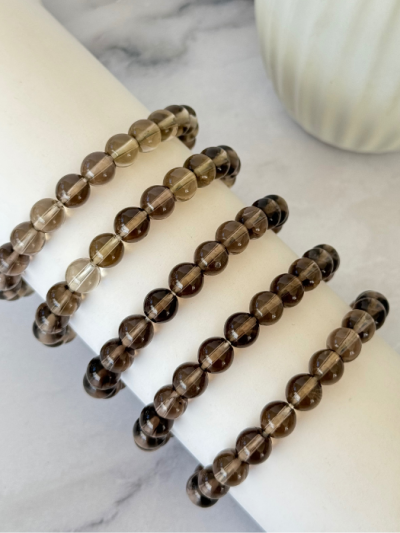 Smoky Quartz Bead Bracelet 8mm