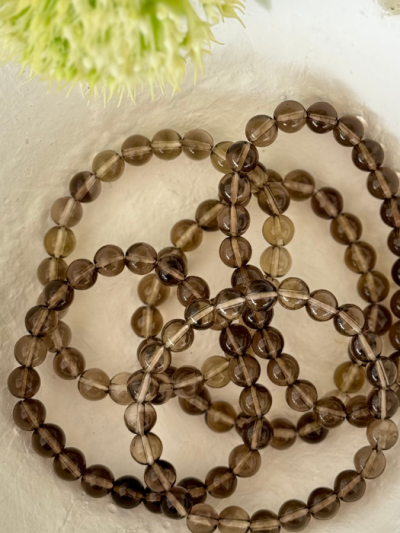 Smoky Quartz Bead Bracelet 8mm