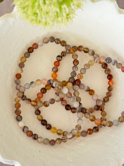 Botswana Agate Bead Bracelet 6mm