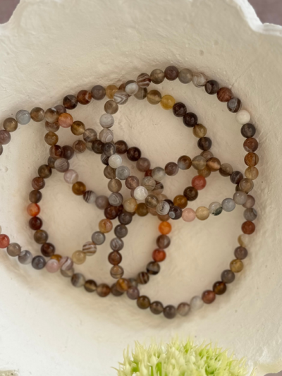 Botswana Agate Bead Bracelet 6mm