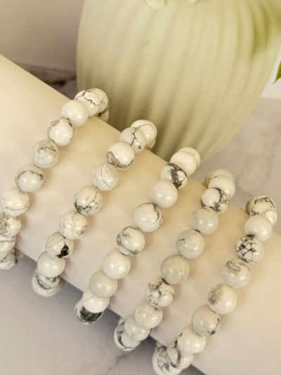White Howlite Bead Bracelet 8mm