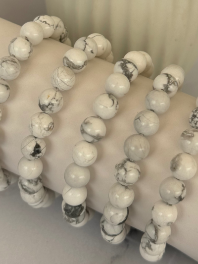 White Howlite Bead Bracelet 8mm