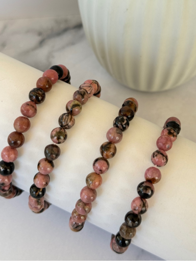 Rhodonite Bead Bracelet 6mm